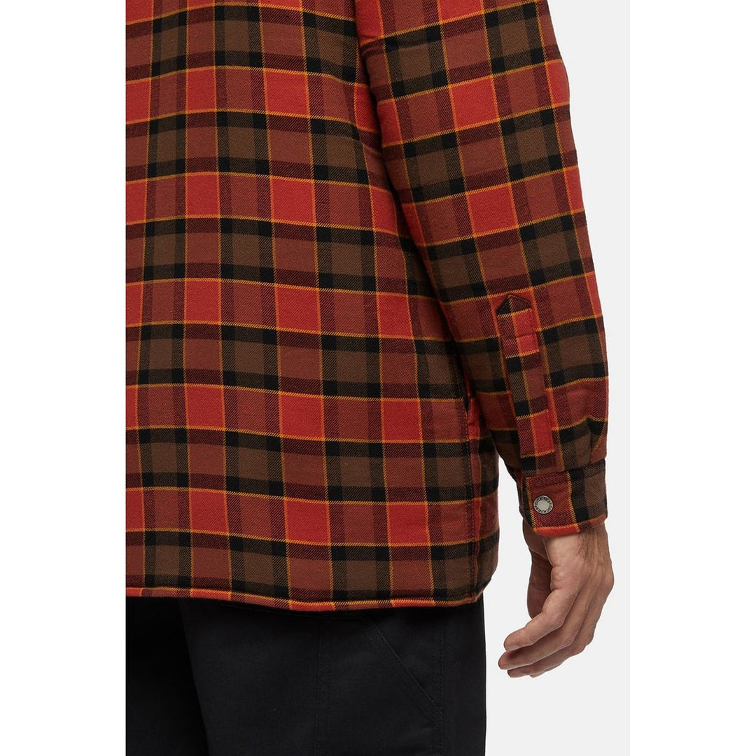 Dickies Fleece Hooded Flannel Shirt Red Ochre
