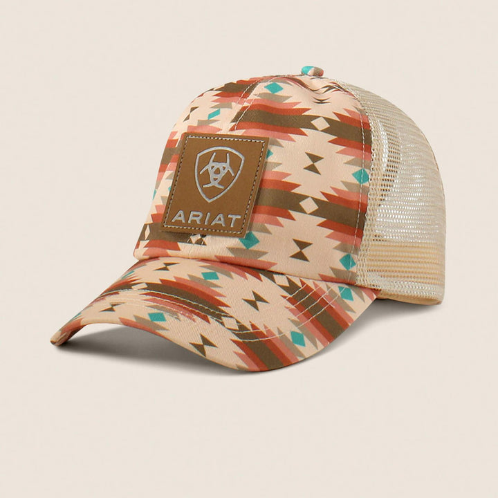 Ariat M F Ladies Sw Print Logo Patch Cap Pnk/wht