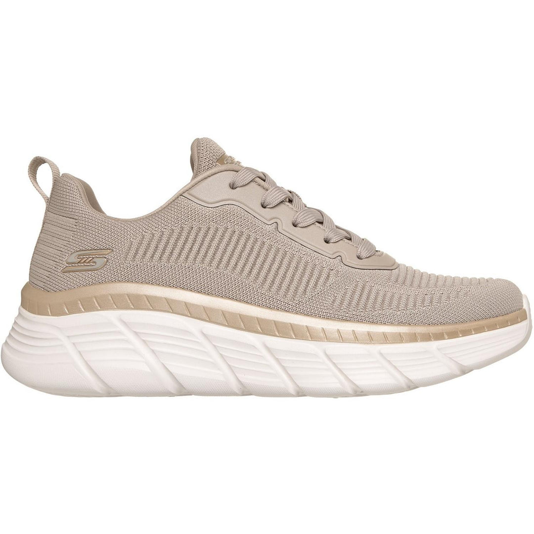 Bobs B Flex Hi Flying Trainers Taupe/Gold Engineered Knit