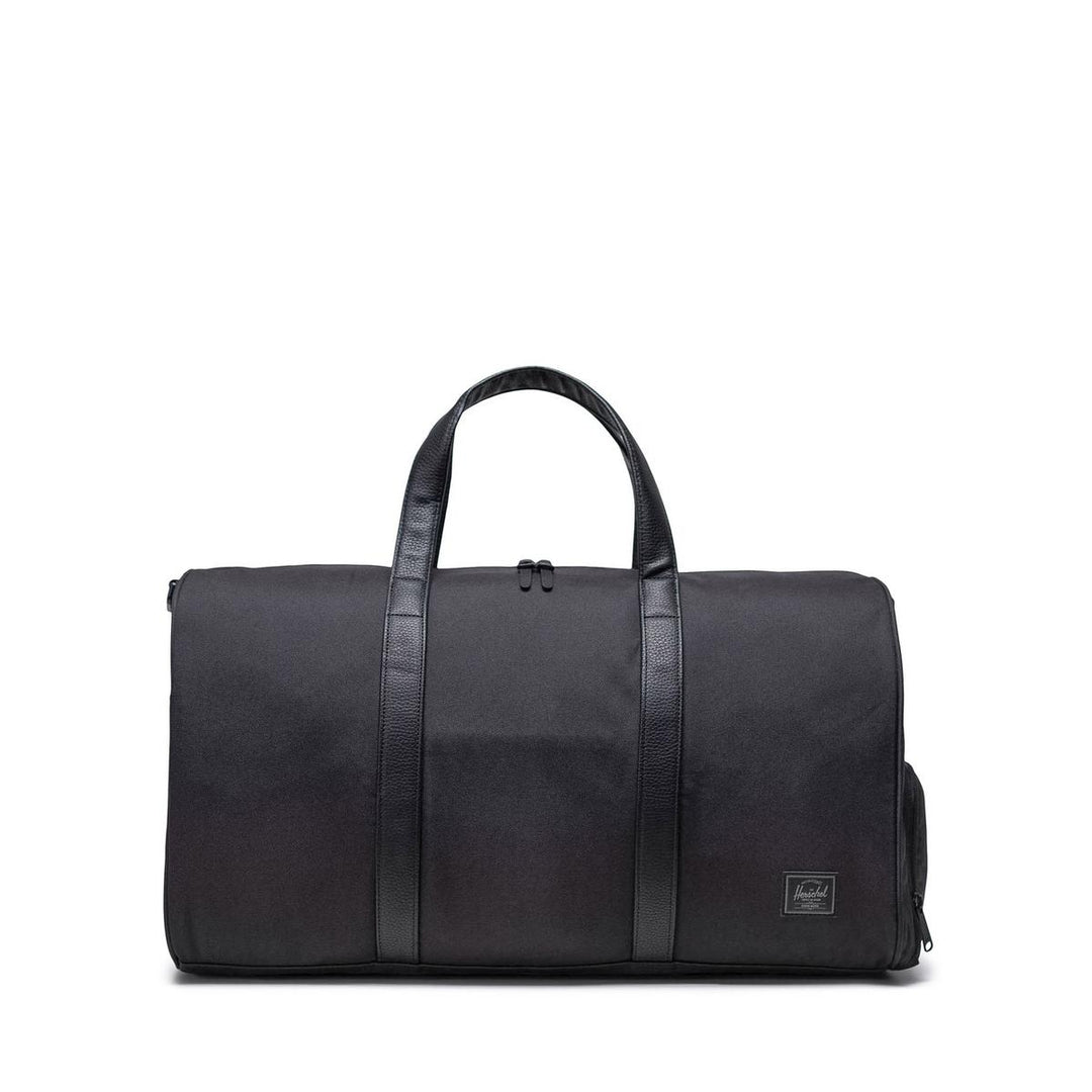 Herschel Bags Novel Duffle Black Tonal - stripe EcoSystem Liner made from 100% recycled post-consumer water bottles, Waterproof zippered closure protects your essentials