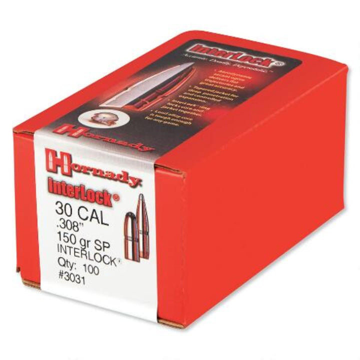 Hornady InterLock 30 Cal .308 150gr SP Bullets (3031)