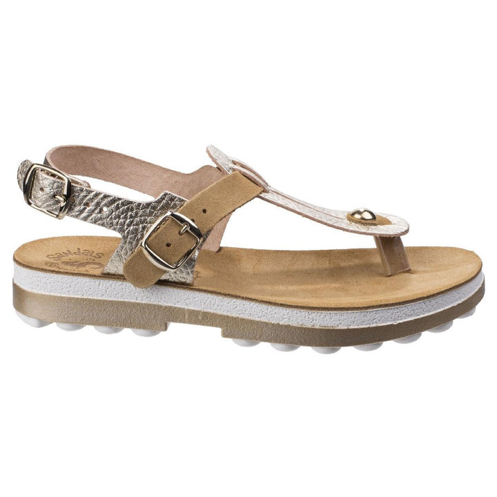 Fantasy Marlena Buckle Up Sandal Gold Volcano Cuoio