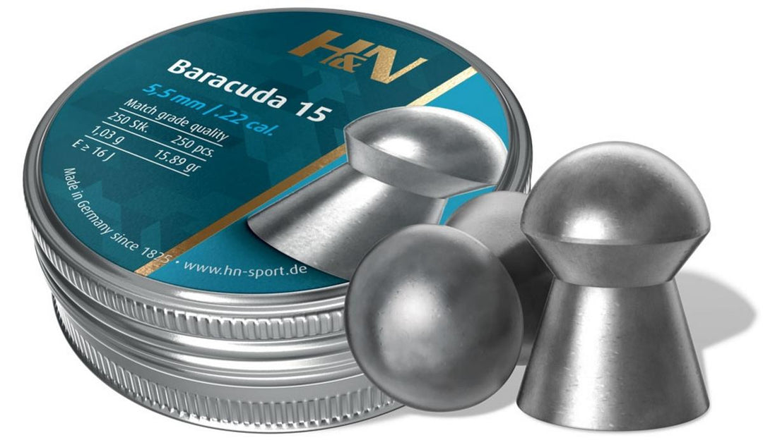 H&N Baracuda 15 Pellets 5.52mm .22 Tin of 250