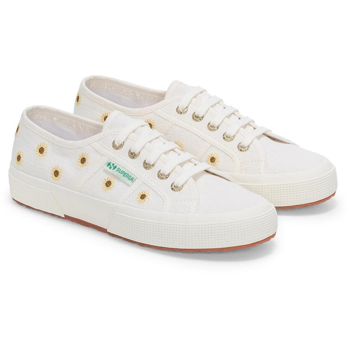 Superga Embroidery Linen Sunflower Trainer White