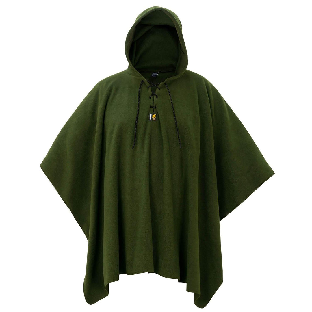 Swazi Poncho Villa Hooded Fleece Poncho, Olive, One Size