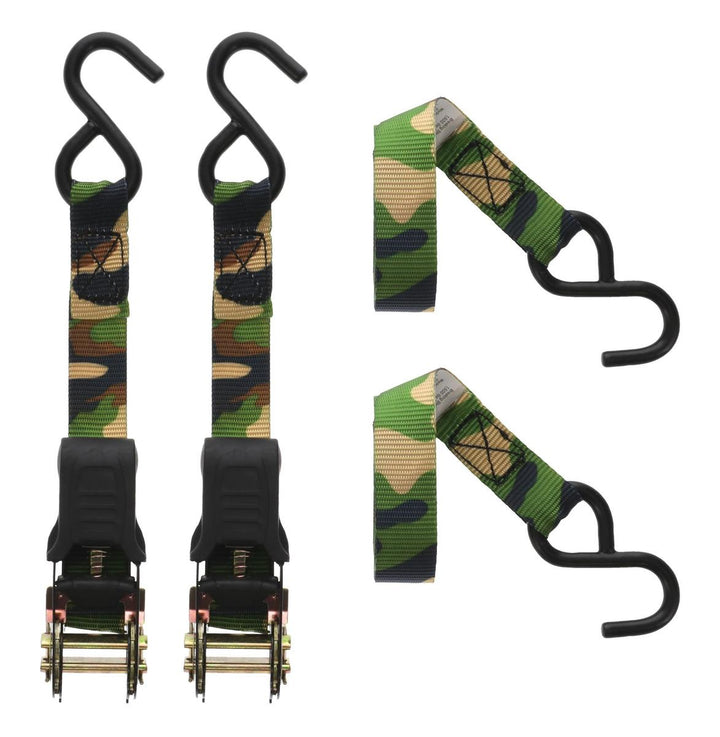 HME Camoufage Ratchet Tie Down-4PK