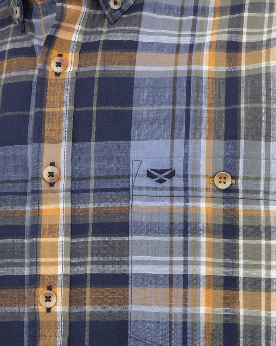 Hoggs of Fife Crail Lightweight Check Shirt Navy/Gold – view 3
