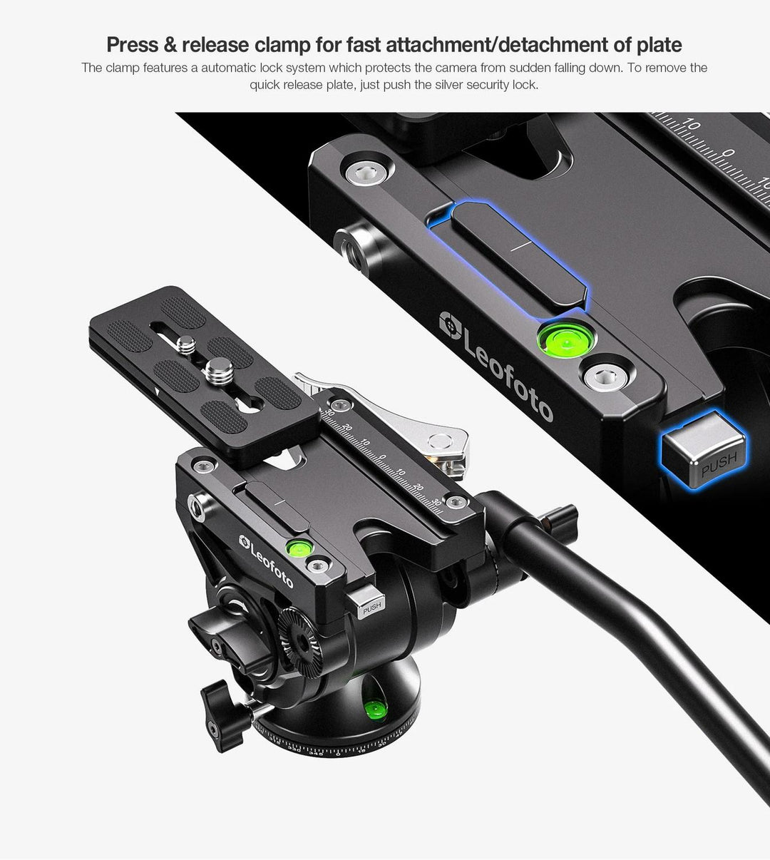 Leofoto BV-10L Fluid Video Head with Lever-Release Arca Clamp