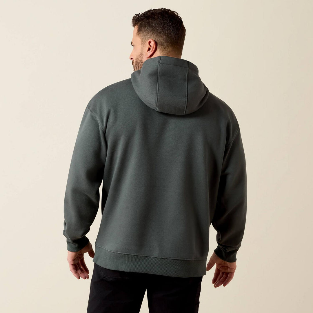 Ariat Mens Rebar Workman Graphic Hoodie Stlgrn/blk – view 2