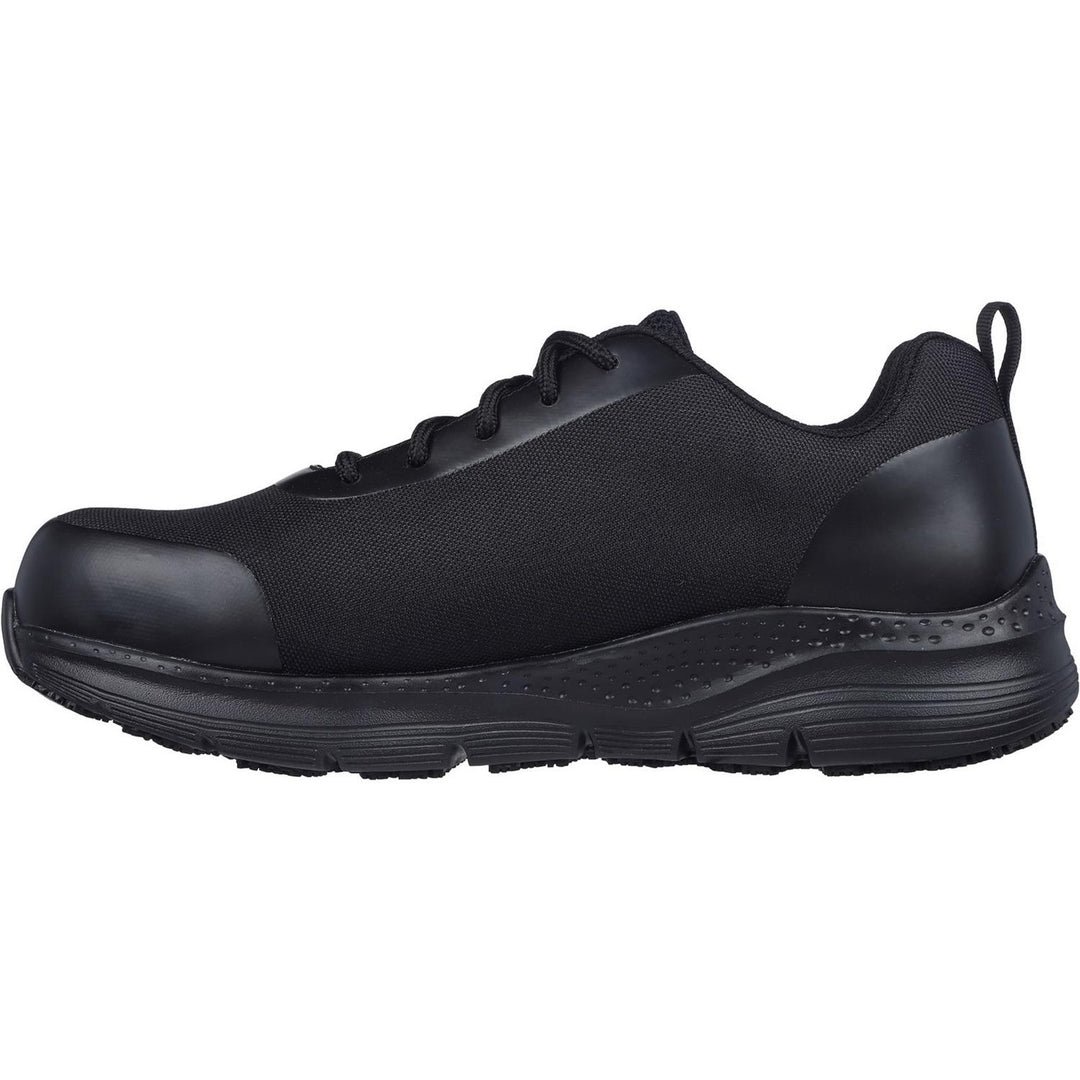 Skechers Workwear Arch Fit Sr Ringstap Safety Trainer Black - Podiatrist-designed shape developed with 20 years of data and 120,000 unweighted foot scans, Removable insole helps mould to your reduce shock increase weight dispersion