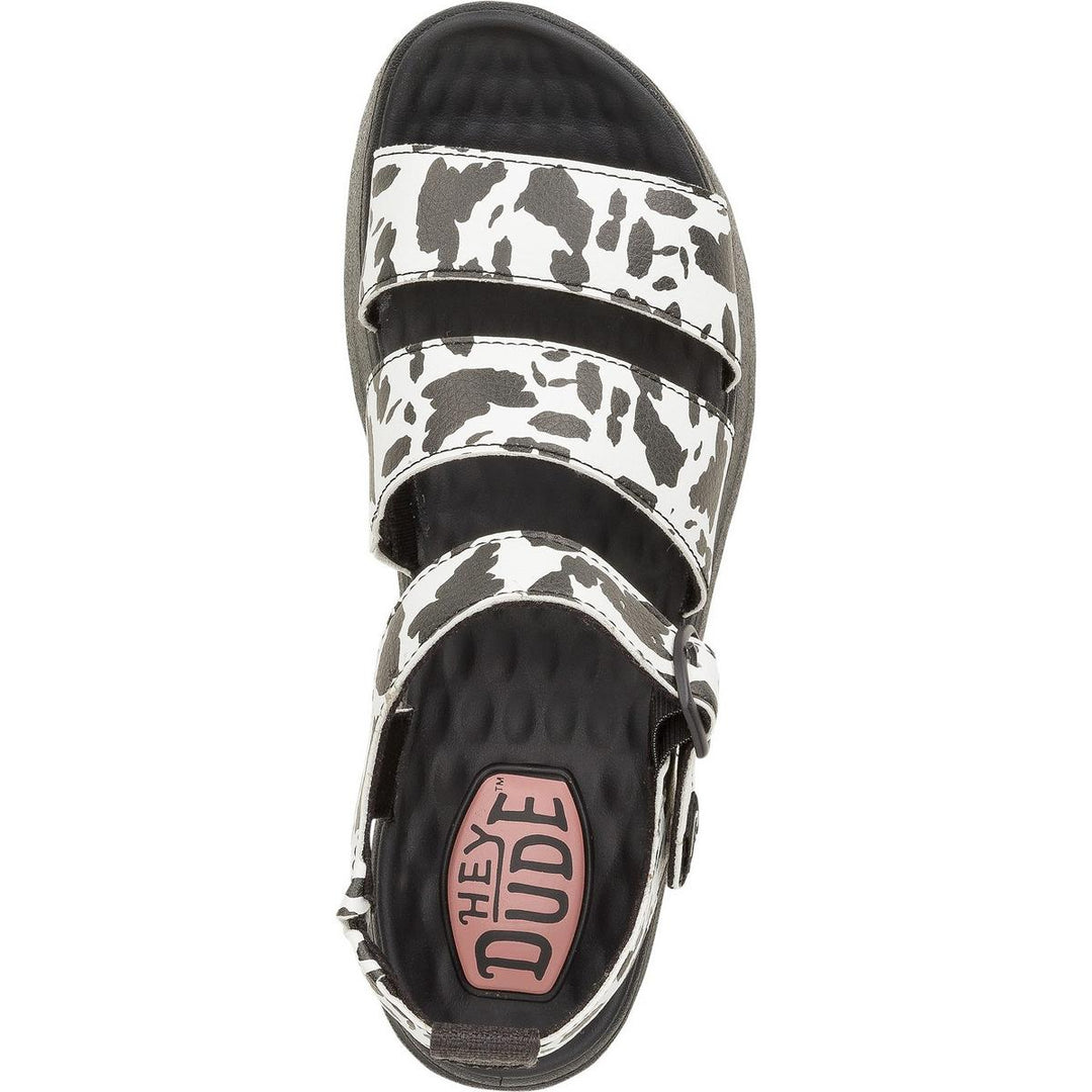 HEYDUDE Delray Buckle Animal Sandal Black/White