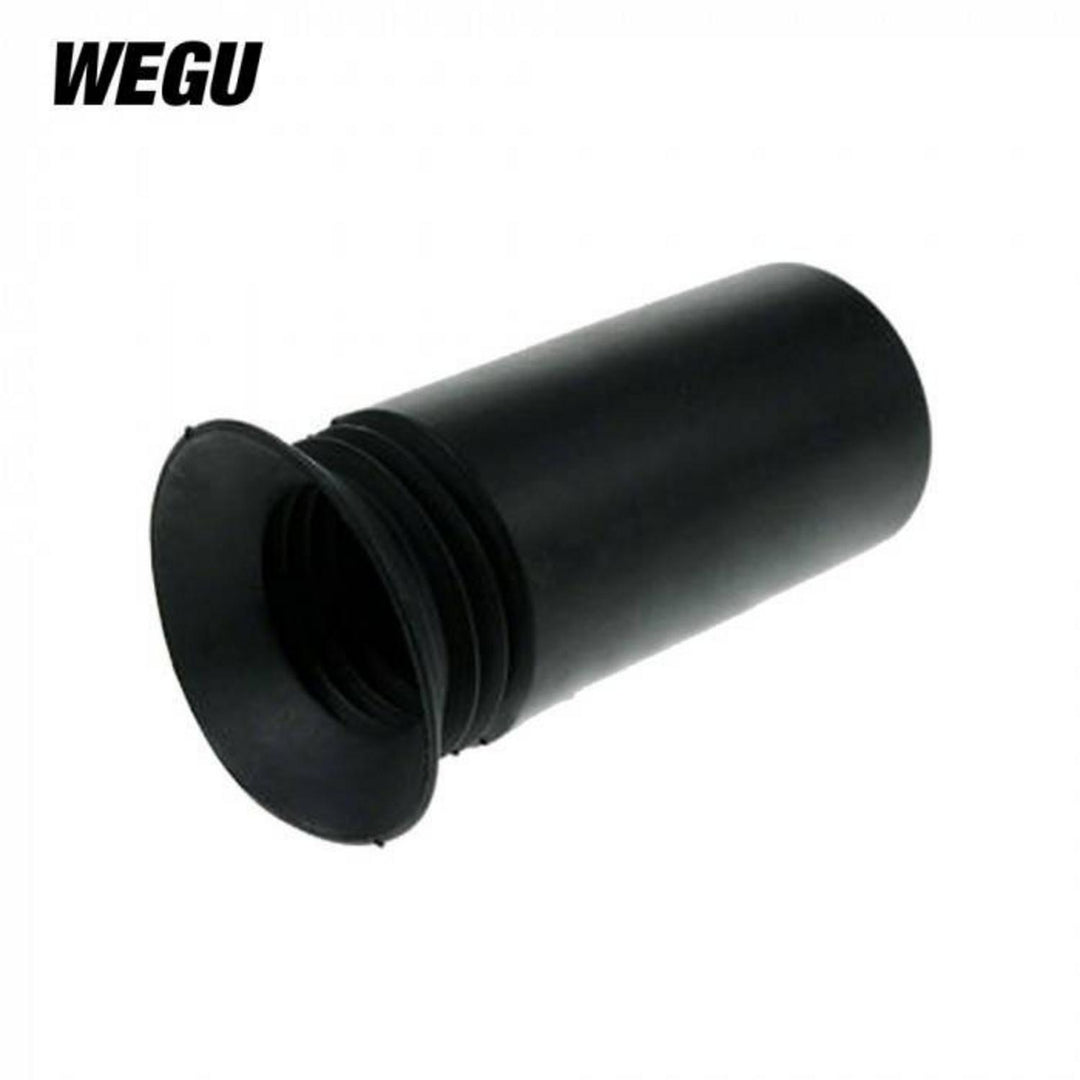 Wegu rubber scope eyepiece, black, 36-38mm diameter and 90mm long, shown from the front three-quarter angle