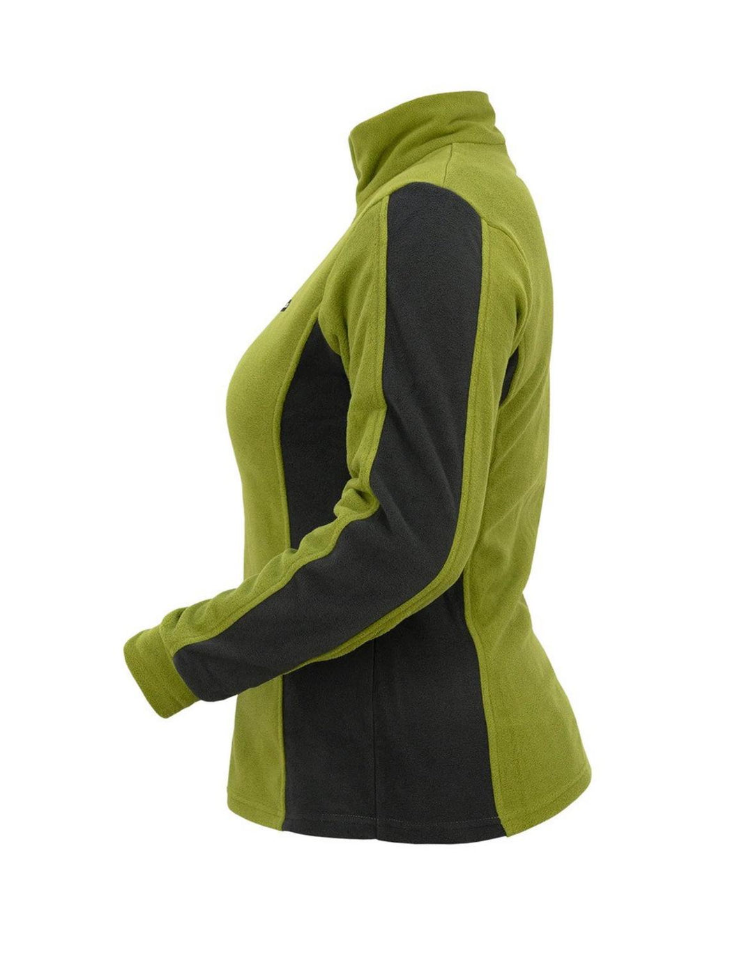 Swazi Twin Peaks Top - Waxeye Green Contrasting panels to suit a womens shape, High collar