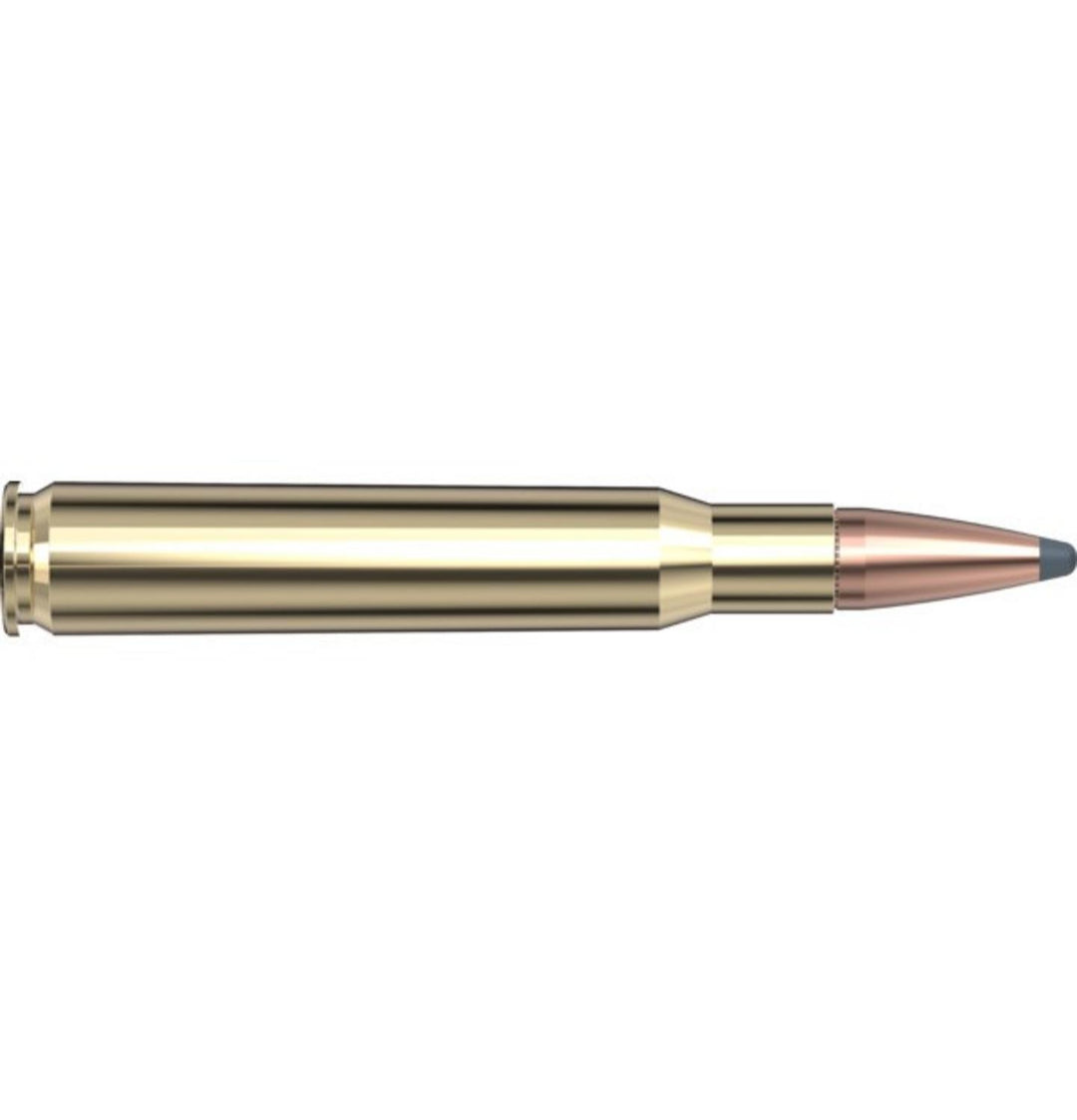 Hornady .30-06 Springfield 180gr InterLock cartridge, side-profile render of the brass case with a copper soft-point bullet and exposed grey lead tip