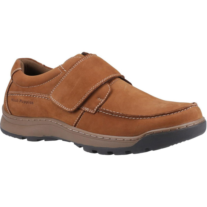 Hush Puppies Casper Touch Fastening Shoes Tan Nubuck