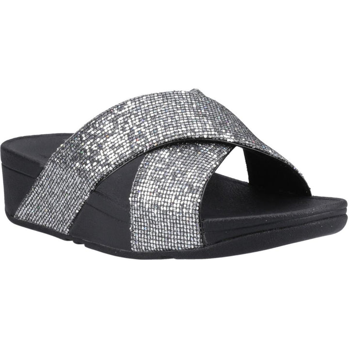 Fitflop Lulu Glitterball Cross Slides Silver