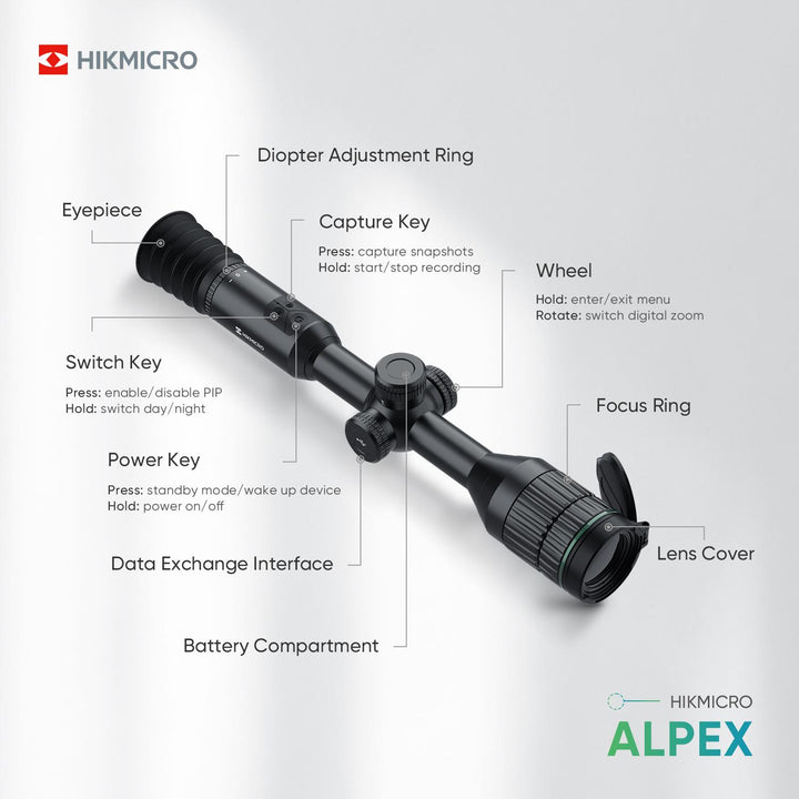 HIKMICRO Alpex Day & Night scope (A50T) - Sensor resolution:- 1920x 1080px, Frame rate, Hz:- 50 Hz