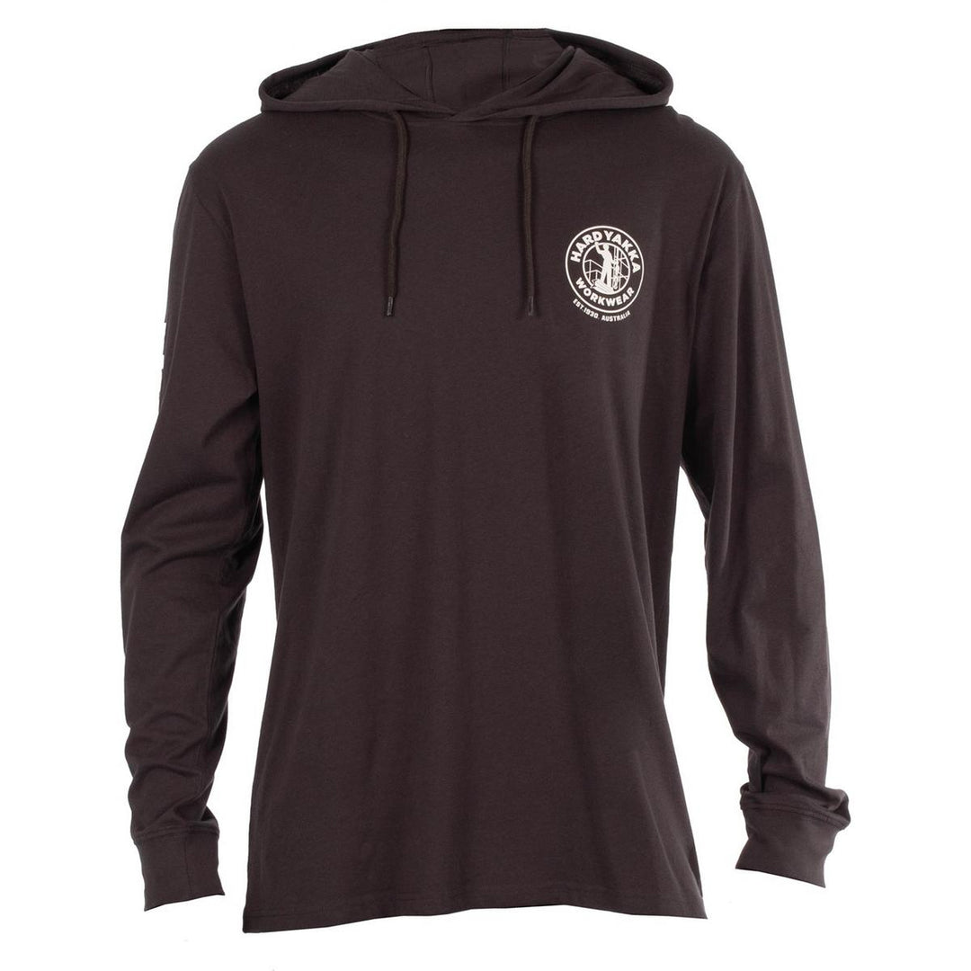 Hard Yakka Hooded Long Sleeve Tee Charcoal
