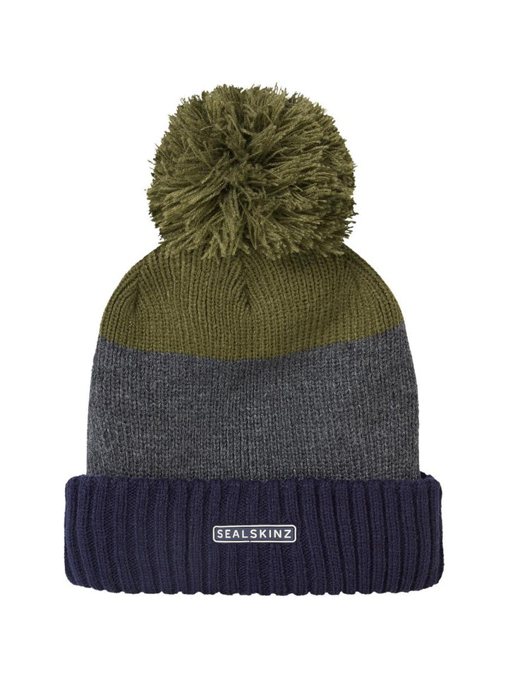 Sealskinz Flitcham Waterproof Cold Weather Bobble Hat Navy/G