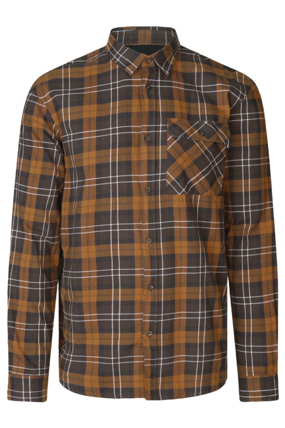 Glen Flannel Shirt Dark Brown/Camel Check