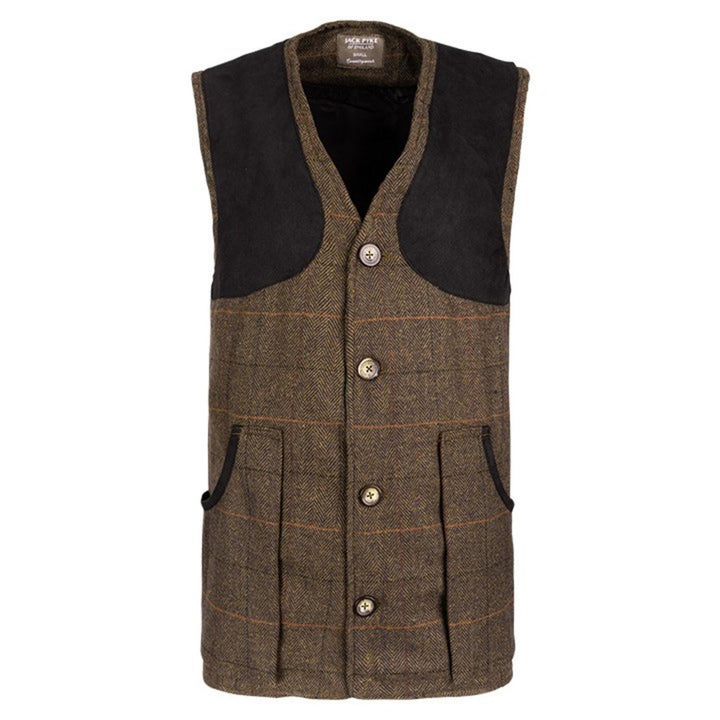 Jack Pyke Shooting Vest Brown Tweed