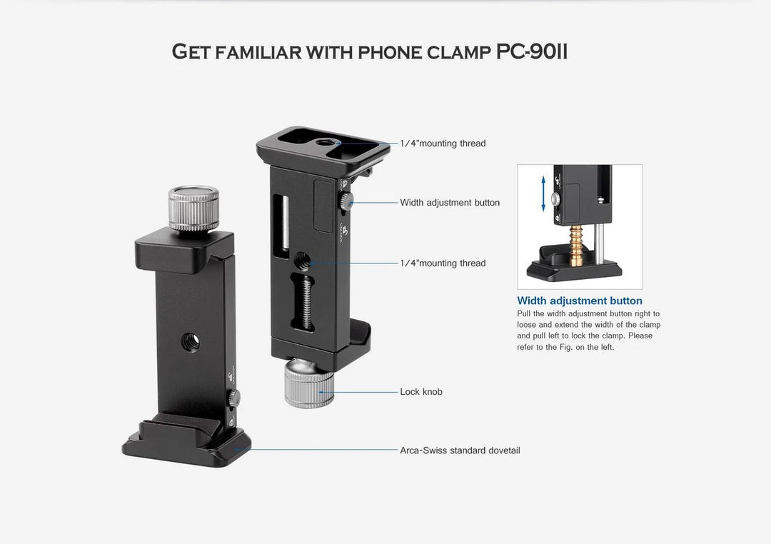 Leofoto PC-90II Smartphone Tripod Clamp with Arca-Swiss Base