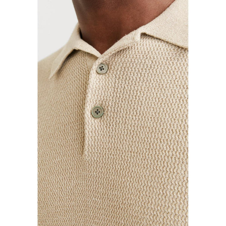 Jack & Jones Jack & Jones Premium knitted polo in Beige Greige