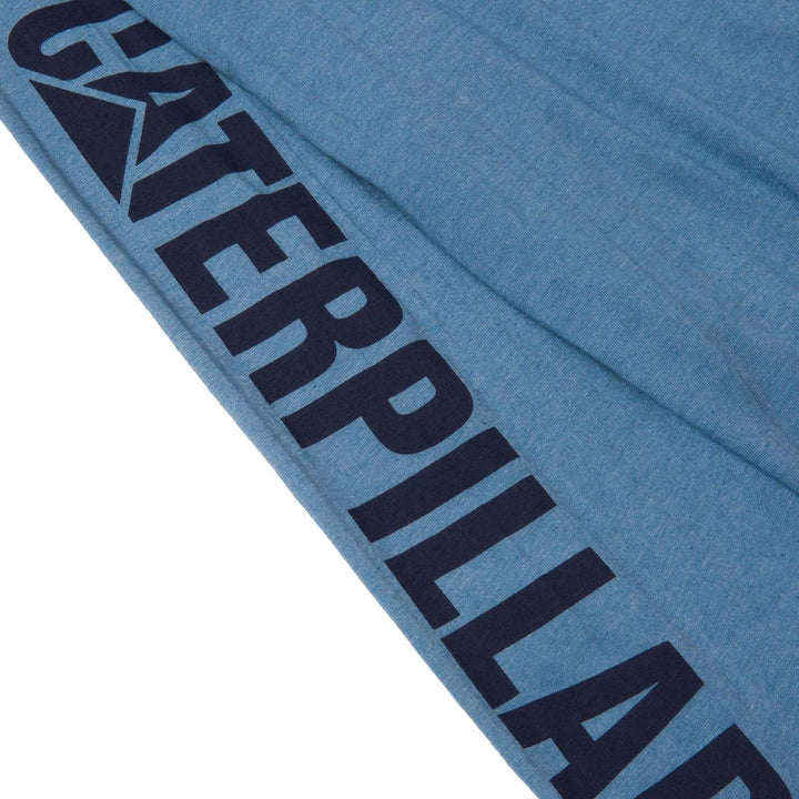 Caterpillar Trademark Banner Long Sleeve T-Shirt Teal - Tagless back neck for comfort, Logo print on right and left chest
