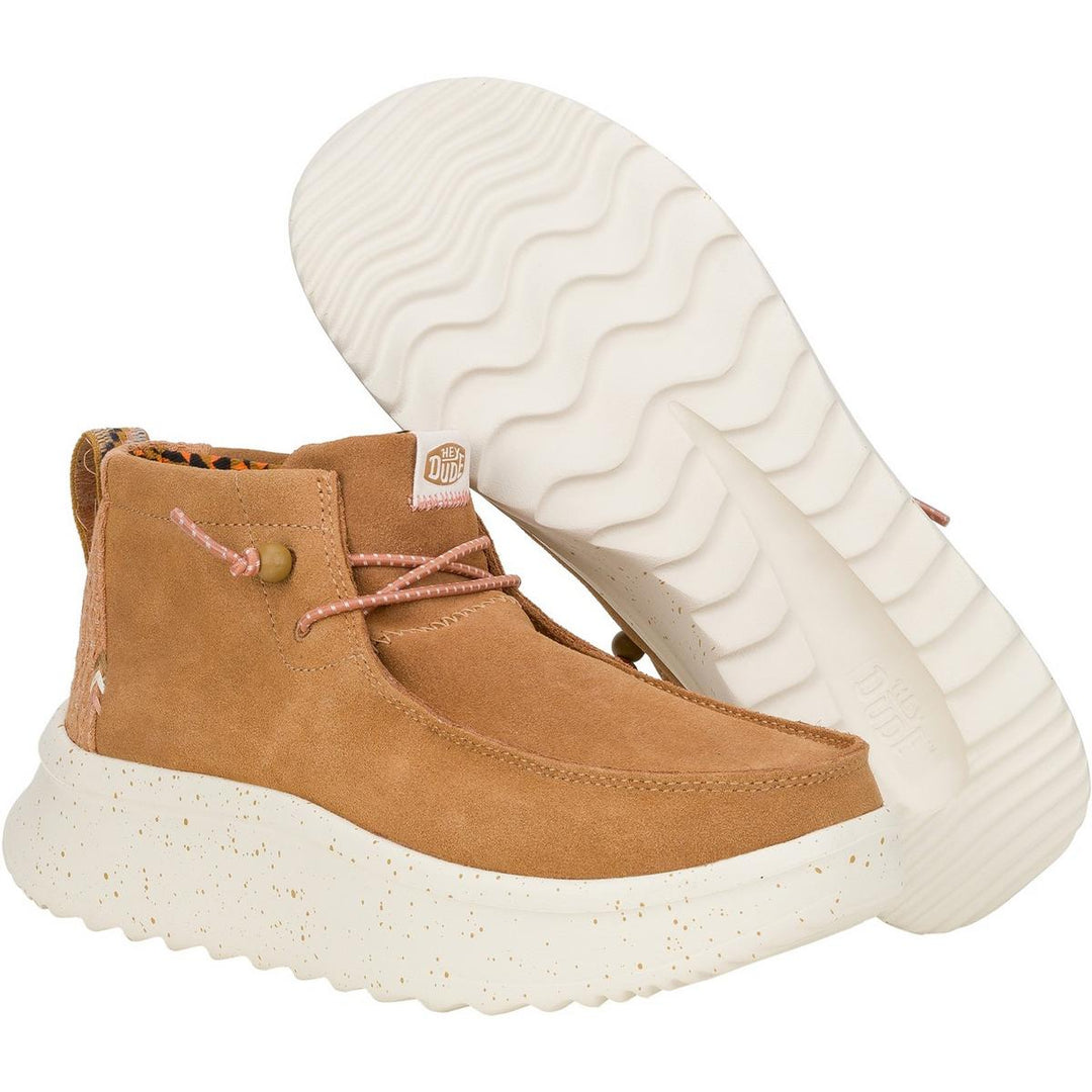 HEYDUDE Wendy Peak Hi Suede Ankle Boots Chestnut