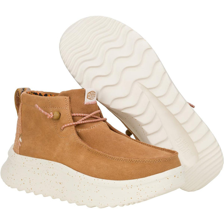 HEYDUDE Wendy Peak Hi Suede Ankle Boots Chestnut