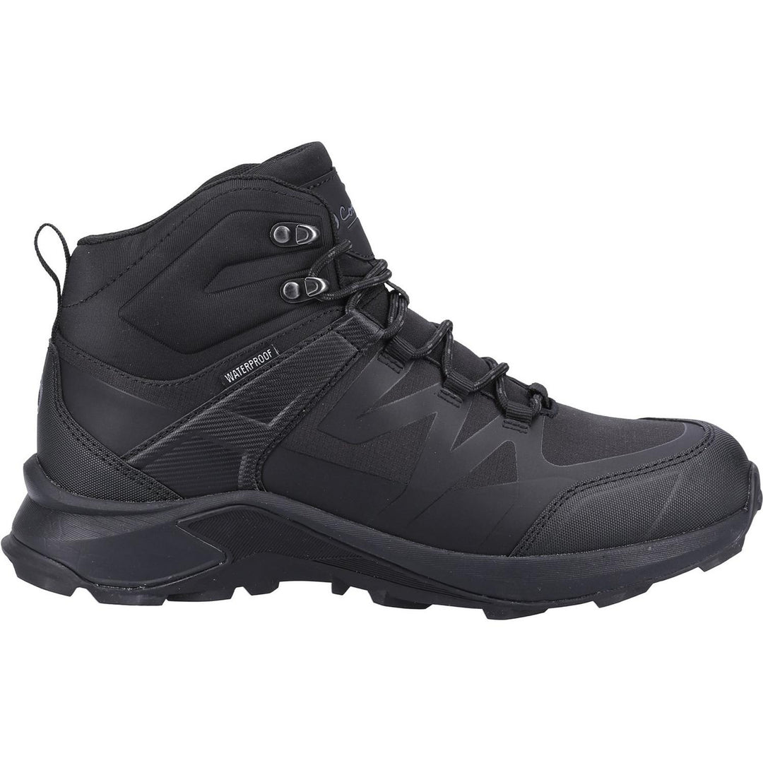 Cotswold Horton Boots Black - A waterproof membrane keeps feet dry, Whilst memory foam foot bed moulds and cushions the feet, keeping adventurous comfortable.