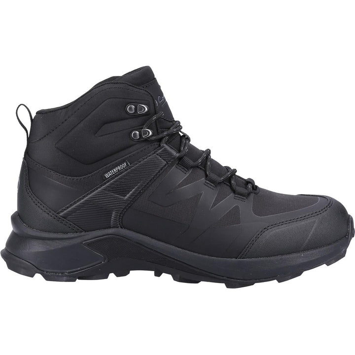 Cotswold Horton Boots Black - A waterproof membrane keeps feet dry, Whilst memory foam foot bed moulds and cushions the feet, keeping adventurous comfortable.
