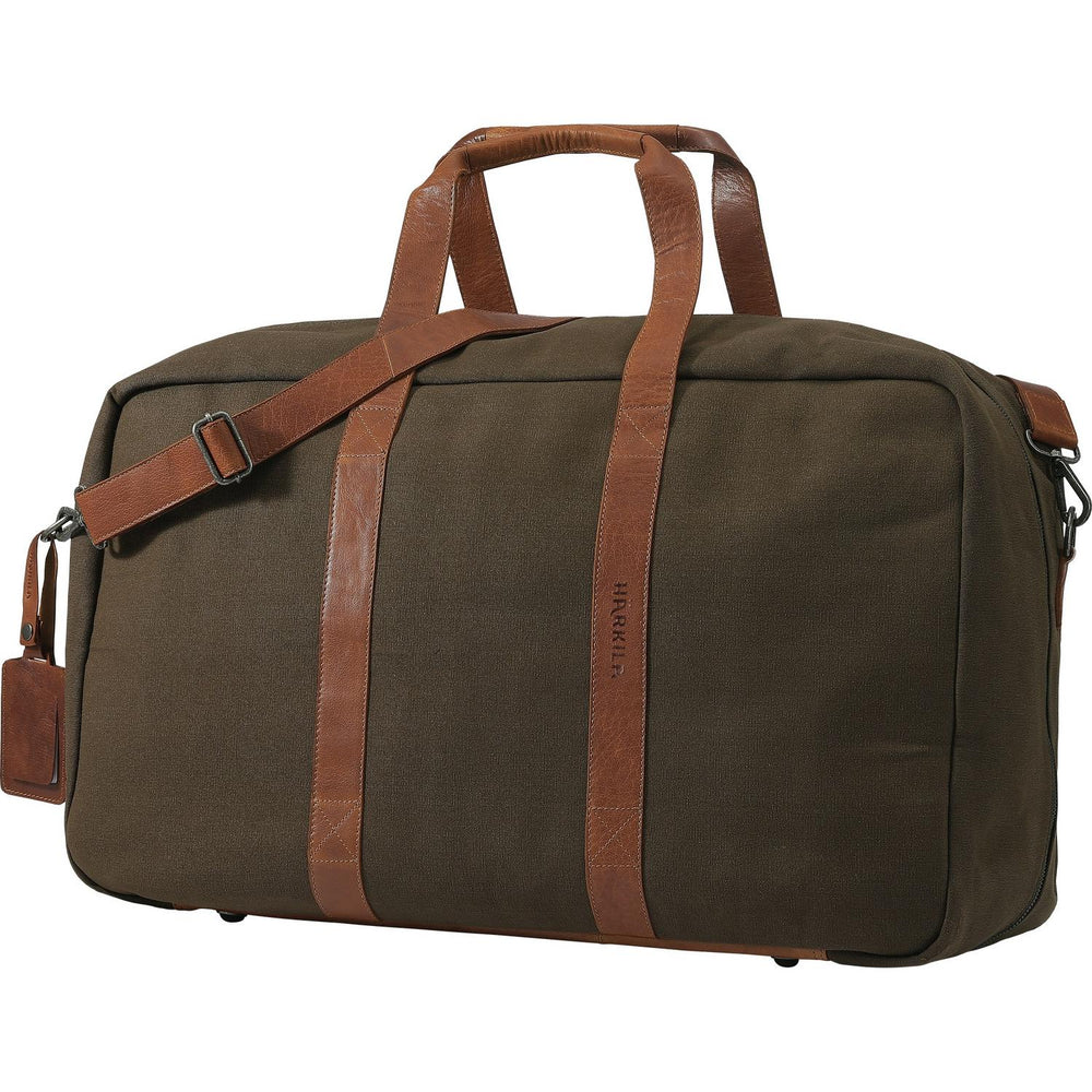 Härkila Weekend Bag 65L Warm Olive Canvas & Leather Duffel – view 2