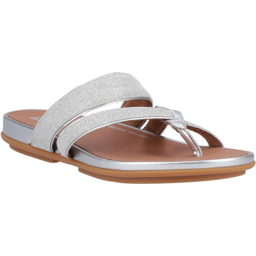 Fitflop Gracie Shimmerlux Strappy Toe Post Sandals Silver