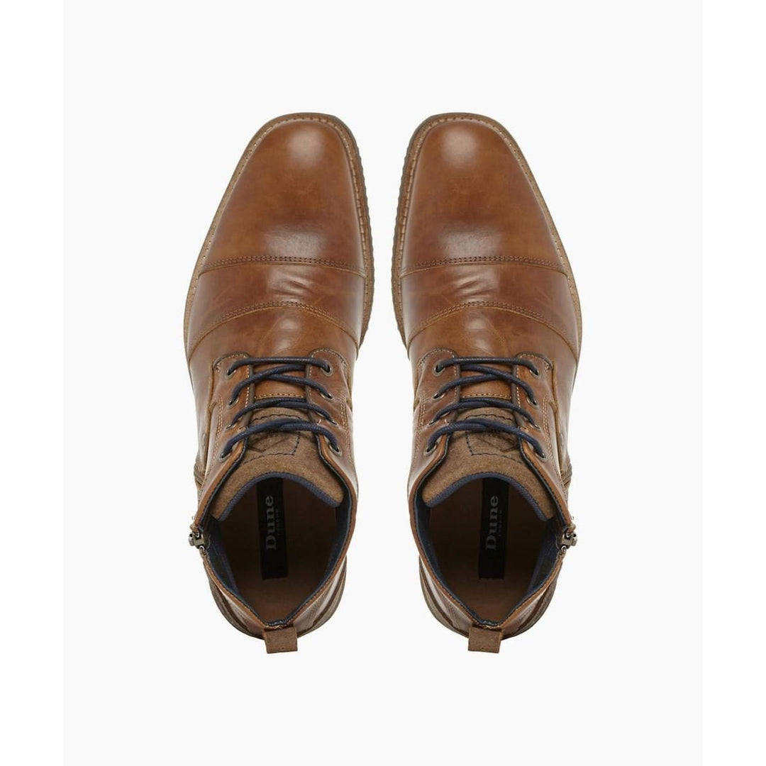 Dune Captains Double Toe Cap Detail Leather Boots Tan Leather