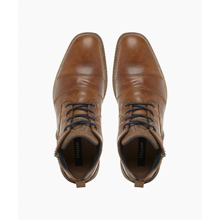 Dune Captains Double Toe Cap Detail Leather Boots Tan Leather