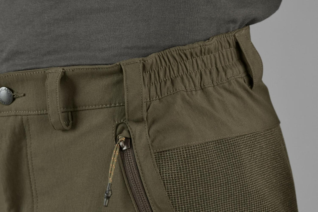 Seeland Outdoor reinforced trousers Pine green - Zipped thigh pockets, Elasticated waist
