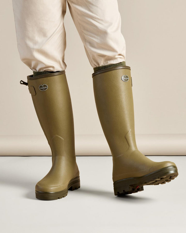 Le Chameau Men's Chasseur Neoprene Lined Wellington Boot - Iconic Green/Black