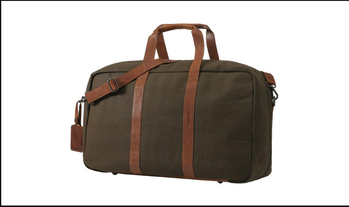 Härkila Weekend Bag 65L Warm Olive Canvas & Leather Duffel