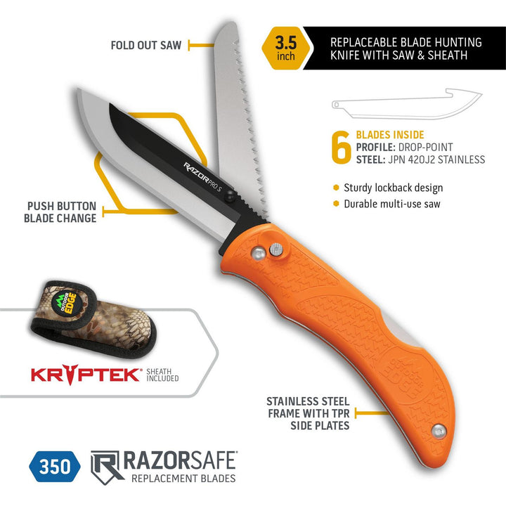 Outdoor Edge RazorPro Folding Knife 3.5in with Bone Saw