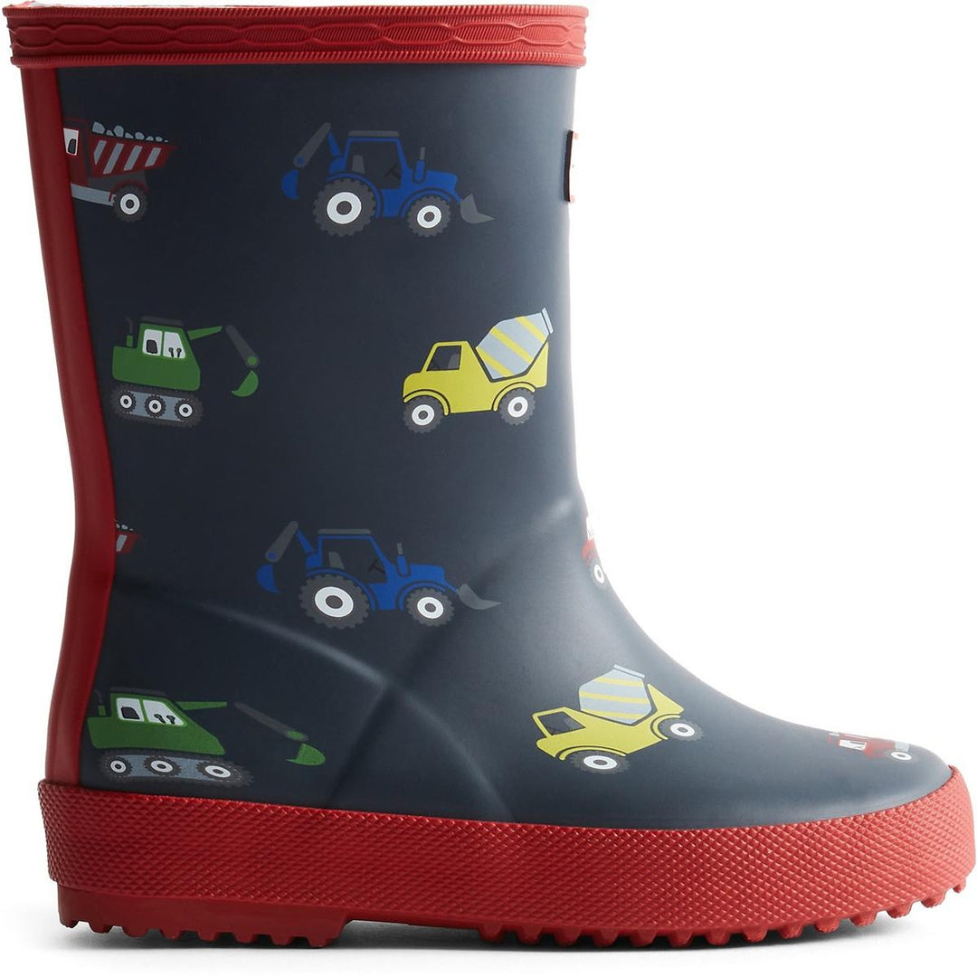 Hunter Kids First Construction Print Boot Hunter Navy/Milita – view 4