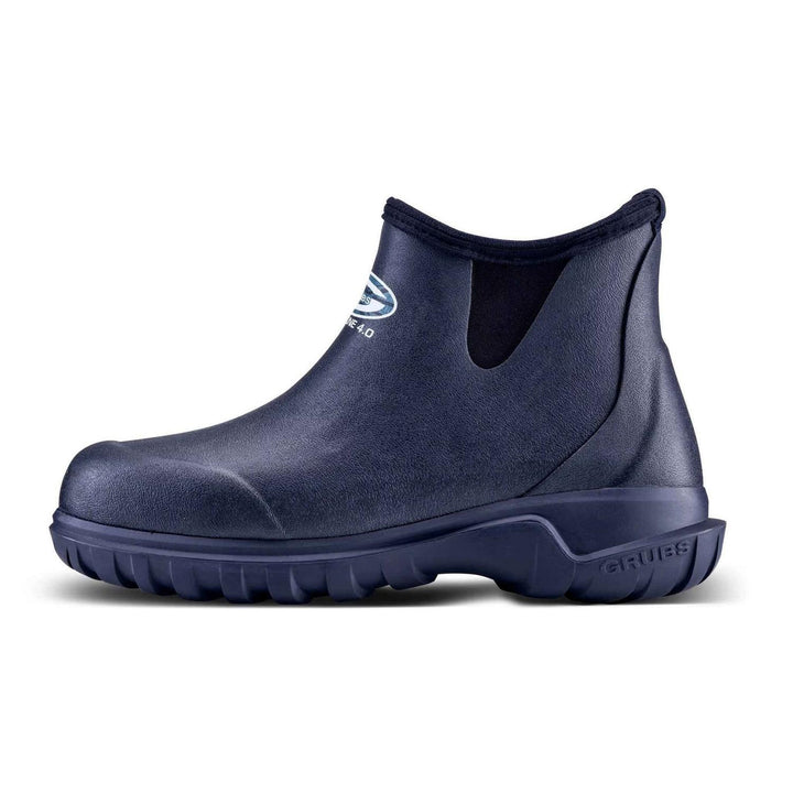 Grubs Shoreline 4.0 waterproof walking boot in navy blue, side view of a single boot