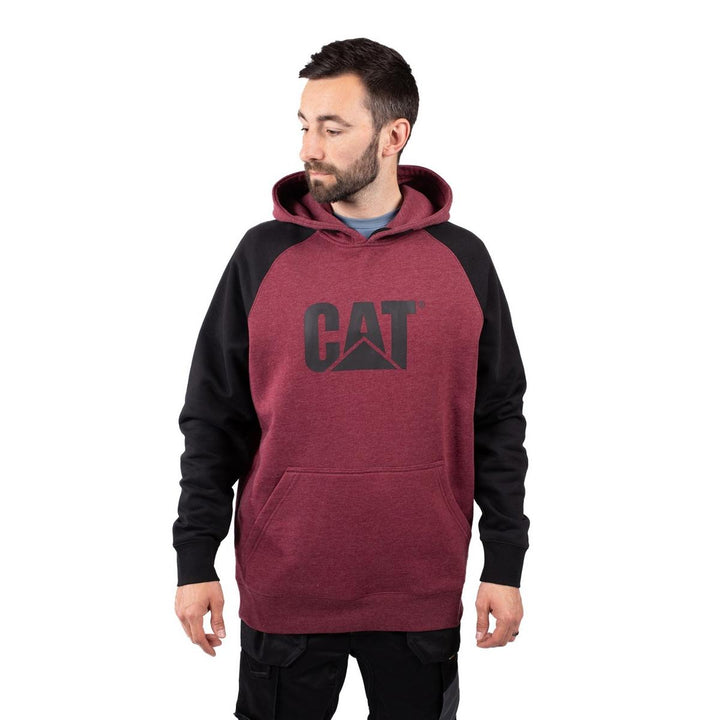 Caterpillar Raglan Hooded Sweatshirt Carmenere Heather/Black