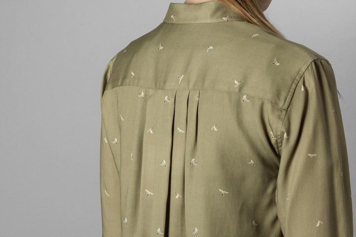 Harkila Abigail L/S shirt Women Dust green/Flying ducks