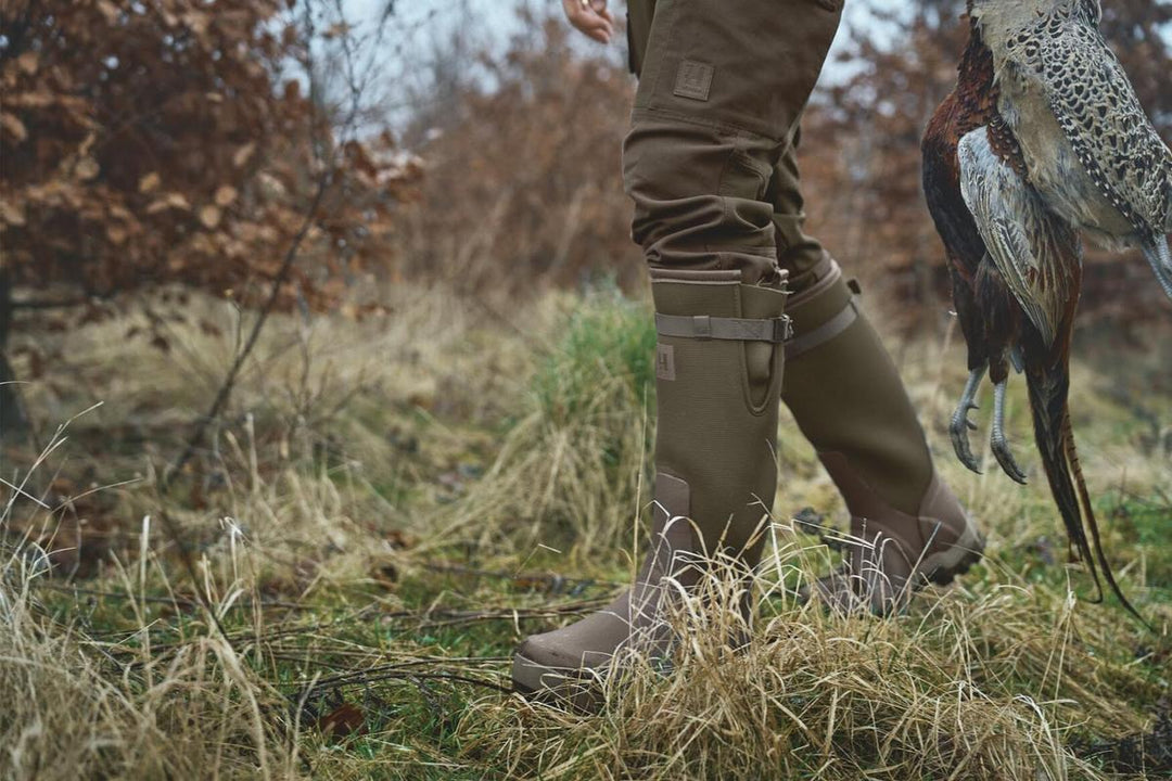 Harkila Forester Textile Rubber Boot in Willow Green/Deep Brown - Rubber Boots