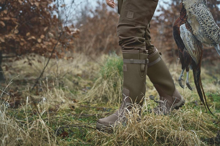 Harkila Forester Textile Rubber Boot in Willow Green/Deep Brown - Rubber Boots