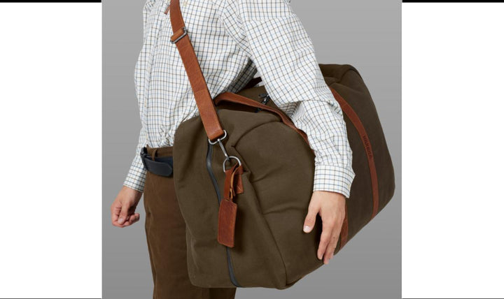 Härkila Weekend Bag 65L Warm Olive Canvas & Leather Duffel