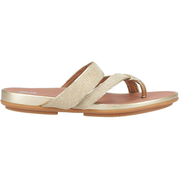 Fitflop Gracie Shimmerlux Strappy Toe Post Sandals Platino