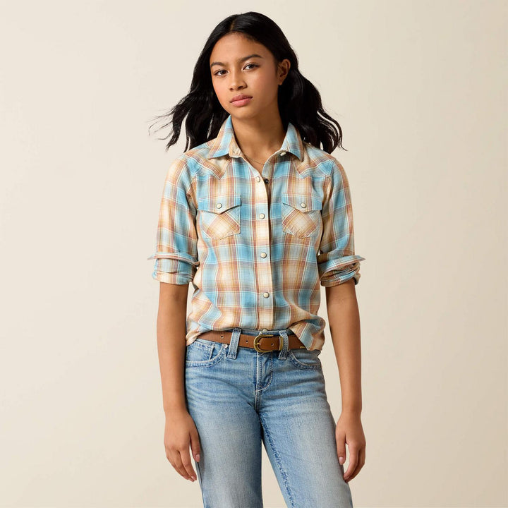 Ariat Girls Creekside West Long Sleeve Snap Shirt Rnbwpld