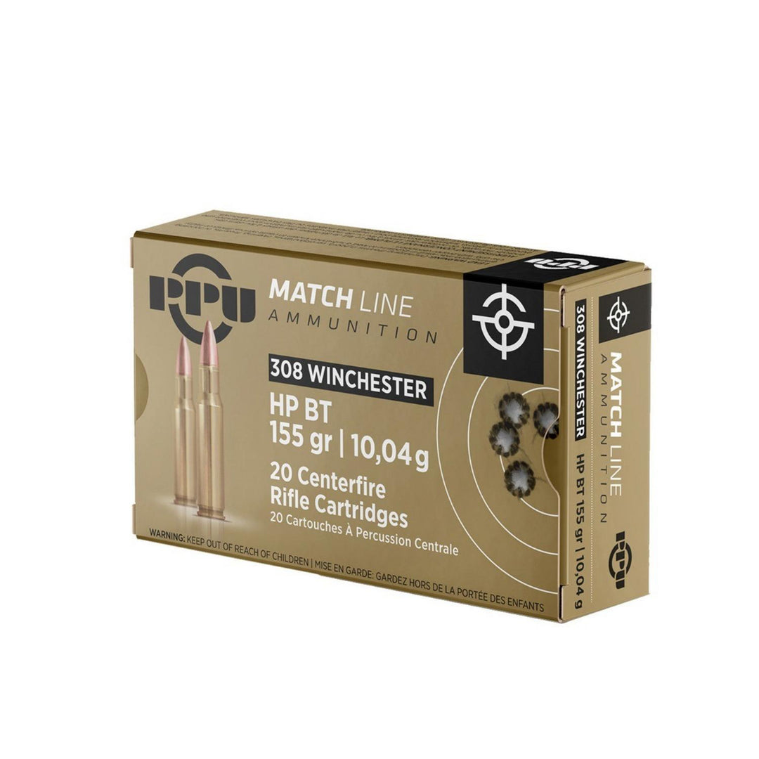 PPU Prvi Partizan .308 Win 155gr HPBT Match Rifle Ammo, 20 Rounds